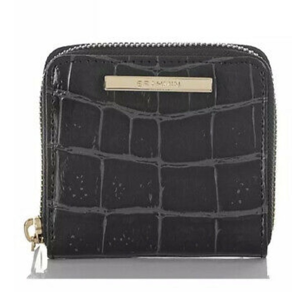 NWT Brahmin Mini Suri Black Veil Leather Wallet